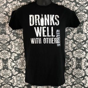 Drinks Well With Others Black Graphic Print Tee